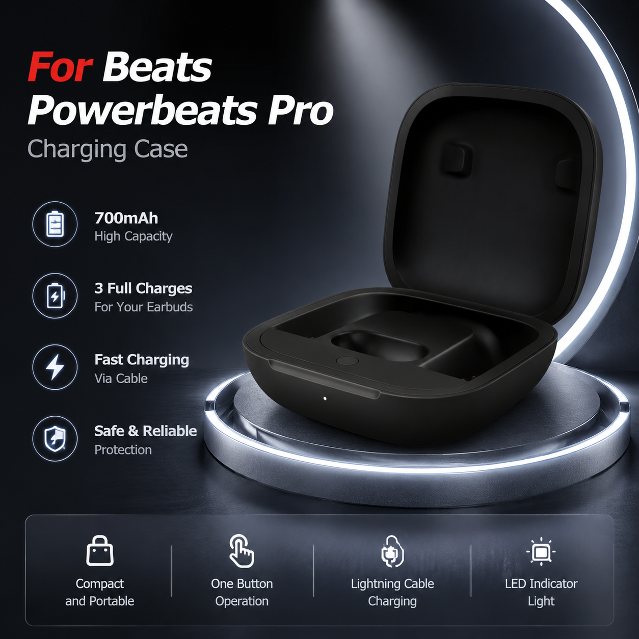 Battery Case Storage - Replacement Charging Case For Beats Powerbeats