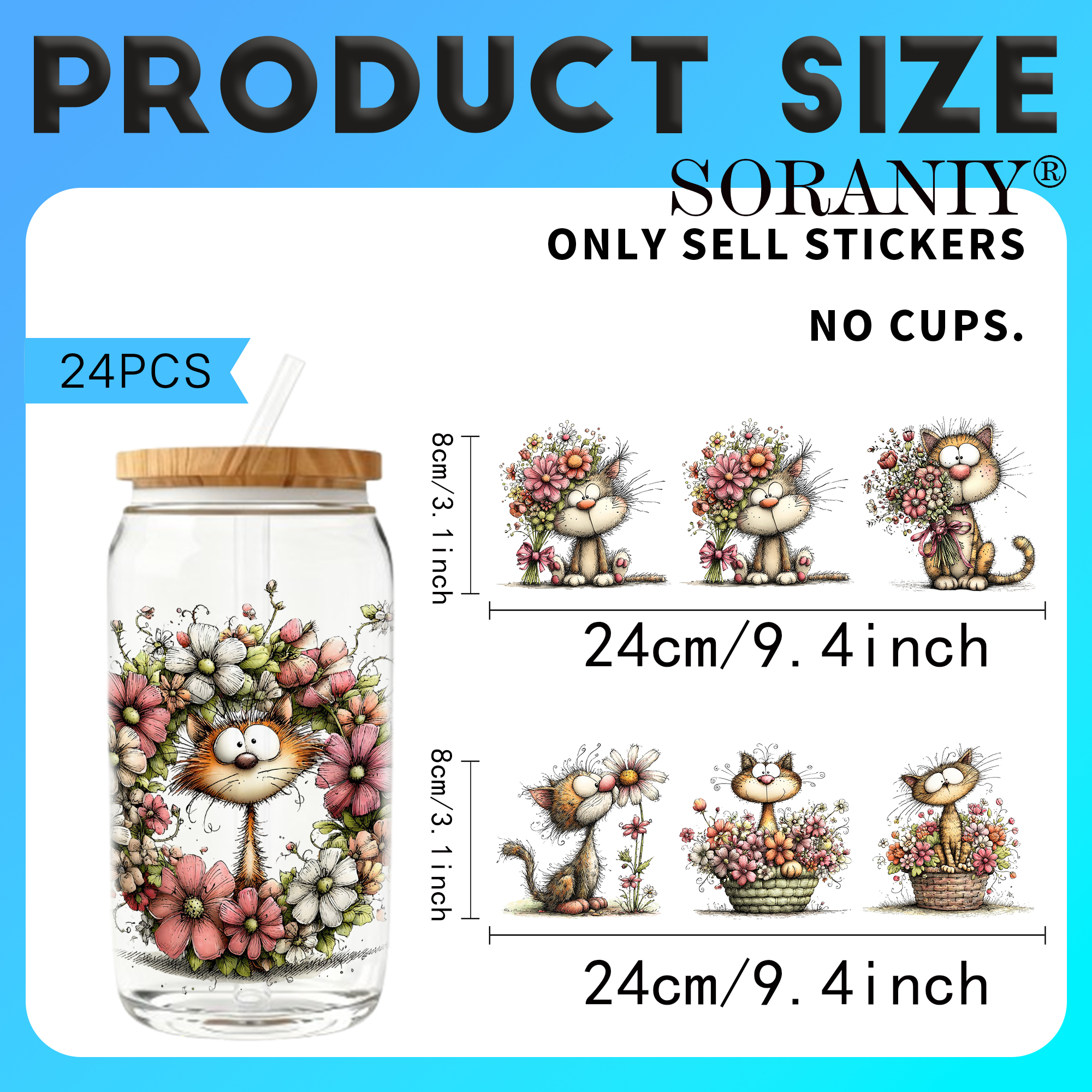 24PCS/Set Whimsical Floral Cat - Rdta Tank Glass incelemesi ve fiyatı